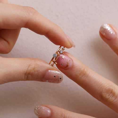 Blue topaz Star layered ring