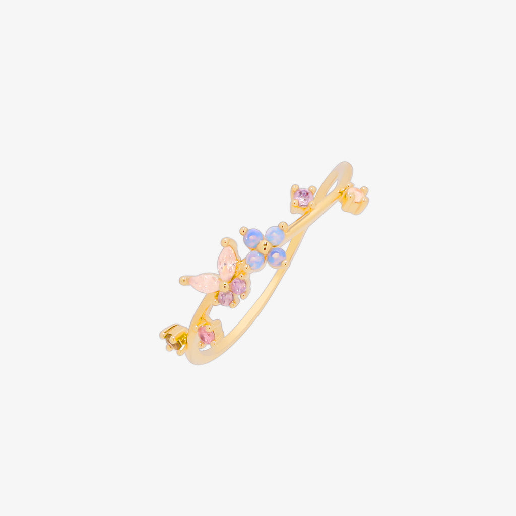 butterfly moonstone flower cubic ring